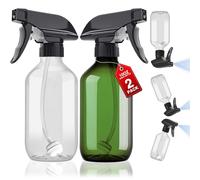 AMORIX Plastic Spray Bottles 2 Pack 360° Water Spray Bottle for Cleaning 10 oz/300 ml Upside Down Spray Bottle Small Mister Squirt Bottle with Adjustable Nozzle for Hair, Cooking, Plant, Pet, Clear