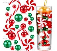 Amorly Christmas Vase Filler Decor, White Red Fake Candy Cane Floating Beads, Ideal Ornaments For Home Table Centrepiece Arrangements
