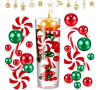 Amorly Red Green Fake Candy Cane Pearl Beads, Christmas Vase Fillers, Festive Decorative Ornaments For Xmas Party Table Centrepiece