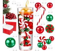 Amorly Red Green White Candy Cane Themed Vase Filler Beads, Decorative Pearl Ornaments For Christmas Holiday Table And Home Styling