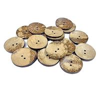 AMORNPHAN 20 PCS 1.5 Inch 40mm Brown Thick Natural Wooden Large Coconut Shell Buttons 2 Holes for Crafts DIY Clothing Sewing (40mm 20pcs)