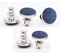 AMORNPHAN 5 Sets Denim Fabric Cover Jeans Pins Button No Sew Metal Replacement Detachable Instant 17mm Buttons Adjustable Clips Snap to Extend or Reduce for Jean Pants Buttons Kit (Blue)
