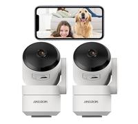 AMOROM Indoor Security Wifi Camera with AI Custom Alerts, Pet Dog Cameras with App, Motion Detection, Pan/Tilt, Night Vision, Privacy Mode, Works with Alexa, 2.4GHz Wifi, 2 Pack