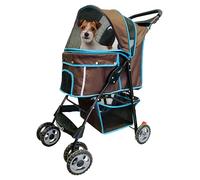 AmorosO Foldable Pet Stroller (Brown/Turquoise)