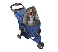 AmorosO Pet Stroller for Convenience and Mobility | Effortless Cat and Dog Pet Carrier | Storage Compartment & Foldable for Easy Walking and Transport | Indoor and Outdoor Uses | Blue Pet Carrier