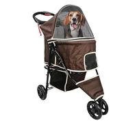AmorosO Pet Stroller for Convenience and Mobility | Effortless Cat and Dog Pet Carrier | Storage Compartment & Foldable for Easy Walking and Transport | Indoor and Outdoor Uses | Coffee Pet Carrier