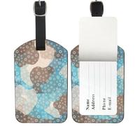 Amorphous Spots Suitcase Tags, Pu Leather Mr and Mrs Luggage Tags with Privacy Protection Cover, Leather Tag Bags Luggage Label Identifiers, Men Women Wedding Gift Ideas, Personalised Gifts