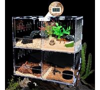 AMORPO Acrylic Terrarium, Jumping Spider Cage, 2/4 Grids Reptile Amphibians Cage Enclosure Box for Insect Spider Crickets Gecko Scorpion Sling Mantis Frog Isopods Snails Hermit Crabs(Size:4 Grids)