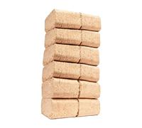 AMOS 100% Natural RUF Heat Briquettes Alder Birch Dry Wood - 12 Bricks - 10kg - Low 10% Moisture - Easy to Light - Low Ash - Eco Friendly - for Open Fire Stove Burner Fuel Stove Wood Burner Chiminea