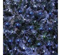 AMOS 180 LED Net Mesh String Fairy Lights 1.8m x 1.2m 4 x AA Battery Operated with 8 Functions and Timer for Indoor Outdoor Christmas Tree House Garden Decoration (Blue & White)