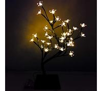AMOS 24 LED Cherry Blossom Tree 40cm Battery Operated Pre-Lit Light Bonsai Style Christmas Home Decoration Lamp (Warm White)