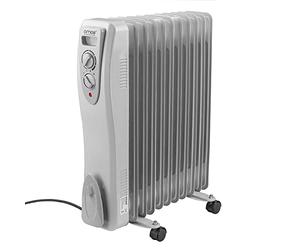 AMOS 2500W Electric Oil Filled Radiator Heater 11-Fin Portable Thermostat Heating Appliance with 3 Heat Settings, Safety Shut Off, and Power Indicator Light
