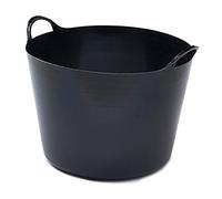 AMOS 26L Flexi Tub Bucket Storage Log Basket Builders Bucket Flexible Lightweight Basket with Handles (26L, Black)