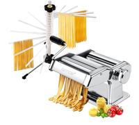 AMOS ® 3 in 1 Heavy Duty Stainless Steel Professional Fresh Pasta Lasagne Spaghetti Tagliatelle Maker Machine Cutter & AMOS Spiral Pasta Drying Rack - Pasta Maker Kit