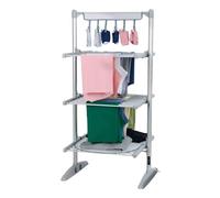 AMOS 3-Tier Electric Heated Clothes Airer with Cover & Digital Thermostat - 300W Foldable Aluminium Dryer, 36 Heating Tubes, Large Drying Capacity, Portable Indoor Laundry Rack, Silver
