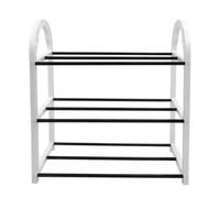 Amos 3-Tier Mini Shoe Rack Organiser - White & Black