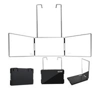 Amos 3 Way Mirror, 360 Degree View Trifold Mirror Includes Telescopic Hooks, Adjustable Height