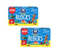 Amos 4D Gummy Building Blocks Candy 100g (Pack of 2) - Sour & Mixed Fruits Flavours - Fun Edible Candy Bricks for Kids & Adults (Mixed Fruit Flavour)
