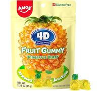 Amos 4D Gummy Candy Pineapple Burst Sweets - Fruity Jelly-Filled Pieapple Gummies, Natural Flavor - Resealable 2.29oz Bag Christmas Candy (Pack of 8)