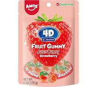 AMOS 4d strawberry juicy burst fruit gummy, strawberry 6 OZ