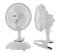 AMOS 6" 2 in 1 Clip On & Stand Desk Table Shelf Fan Portable 2 Speed Adjustable 360° Rotating Tilting Tilt Electric Air Cooling Home Office Fan