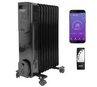 AMOS 9-Fin 2000W Oil Filled Radiator Wi-Fi Smart App Enabled & Remote Control 3 Heat Settings Timer Digital Display, Black