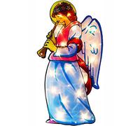 AMOS Christmas Angel Window Silhouette LED Lights with Metallic Effect Battery Operated Xmas Decoration (25cm x 14cm)