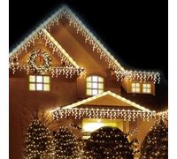 AMOS Christmas Icicle Lights - 1200 LED Lights Memory Function Timer - 35.9 Meter Length - Warm White