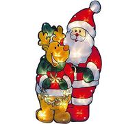 AMOS Christmas Santa Rudolph Window Silhouette LED Lights with Metallic Effect Battery Operated Xmas Decoration (25cm x 14cm)