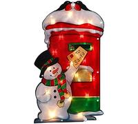 AMOS Christmas Snoman & Postbox Window Silhouette LED Lights with Metallic Effect Battery Operated Xmas Decoration (25cm x 14cm)