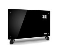 AMOS Electric Glass Panel Heater 2000W Smart WiFi Enabled, Digital Display, Timer & Thermostat Freestanding or Wall Mounted Black