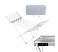AMOS Electric Heated Clothes Airer with Digital Control Display, Thermostat, and Timer Foldable Indoor Laundry Drying Rack, With Cover