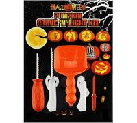 AMOS Halloween Pumpkin Carving Kit with 16 Stencil Designs + 5 Tools