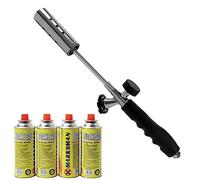 AMOS Handheld Gas Weed Burner Garden Blowtorch Wand Adjustable Flame Removes Weeds Moss Plants with 4 X Gas Cans