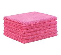 AMOS Large 40cm x 40cm Microfibre Cleaning Cloths Home Kitchen Bathroom Dusters Car Valeting Polishing Machine Washable Wipes (6 Cloths, Pink)