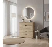 Amos Mann Furniture Canberra Althena Grey Oak Effect Wide 5 Drawer Chest
