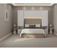 Amos Mann Furniture Cellini Matte White Overbed Unit With 4Ft6 Ottoman Storage Double Bed Set - 3485 / Mia