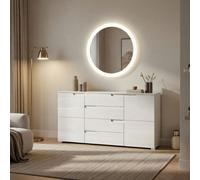Amos Mann Furniture Cellini White High Gloss Large 165Cm Wide 2 Door / 4 Drawer Modern Sideboard Storage Unit
