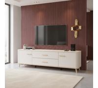 Amos Mann Furniture Darwen Cashmere And Oak Effect Large Wide 180Cm Tv Cabinet Unit