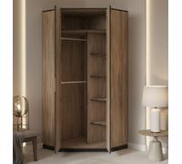 Amos Mann Furniture Delta Corner Wardrobe Oak Effect With Slate Grey F04