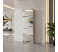 Amos Mann Furniture Hugo 5 Drawer Mirrored And Oak Effect Shoe Storage Cabinet