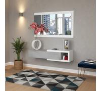 Amos Mann Furniture Kasper Concrete Grey Effect And White Wall Mounted Floating Shelf Hallway Storage Unit 0L6743A