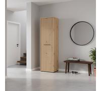 Amos Mann Furniture Landes Slatted Artisan Oak Effect Tall Narrow Shallow Depth Wardrobe For Small Spaces