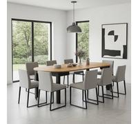 Amos Mann Furniture Lukas Black And Oak Effect Round Extending Extendable Dining Table