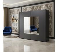 Amos Mann Furniture Orlando Grey Large 219Cm Mirrored Sliding Door Wardrobe