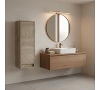 Amos Mann Furniture Paco Grey Oak Effect 1 Door Small Wall Mounted Floating Bathroom Storage Cupboard