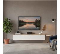 Amos Mann Furniture Rovero Nordic Oak Effect And White Wall Mounted Floating Wide Large Tv Entertainment Unit