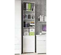 Amos Mann Furniture Santino Tall Narrow Bookcase With White Gloss Door S12