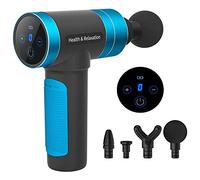 AMOS Massage Gun Deep Tissue Muscle Massager with 5 Speeds and 4 Heads Percussion Electric Handheld Massage Gun for Body Neck Shoulder Workout Recovery Pain Soreness Relief (Blue)