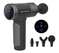 AMOS Massage Gun Deep Tissue Muscle Massager with 5 Speeds and 4 Heads Percussion Electric Handheld Massage Gun for Body Neck Shoulder Workout Recovery Pain Soreness Relief (Grey)